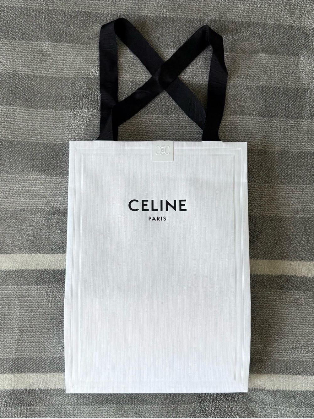 Celine Paris White Empty Shopping Bag 13.75"Lx10"Wx5"D RARE Luxury USED Wear